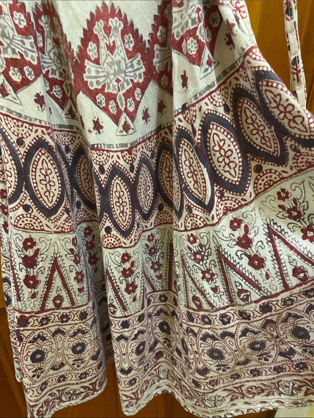 Vintage 1970s cotton Indian block, print wrap skirt